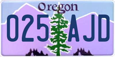 OR license plate 025AJD