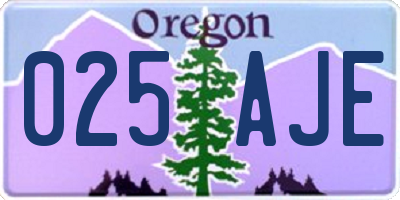 OR license plate 025AJE