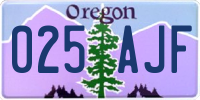 OR license plate 025AJF