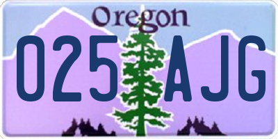 OR license plate 025AJG