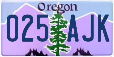 OR license plate 025AJK