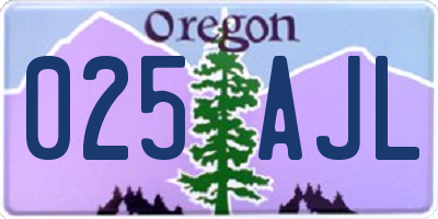 OR license plate 025AJL