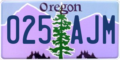 OR license plate 025AJM