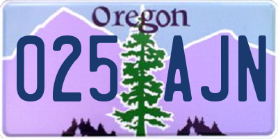 OR license plate 025AJN