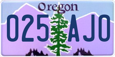 OR license plate 025AJO