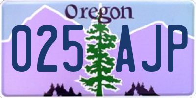 OR license plate 025AJP