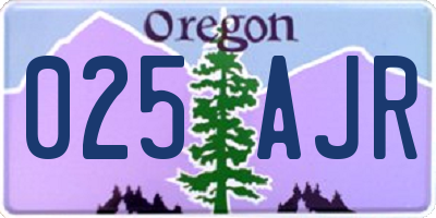 OR license plate 025AJR