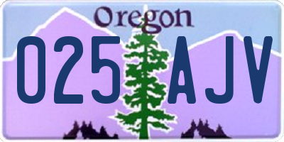 OR license plate 025AJV