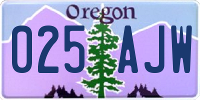 OR license plate 025AJW