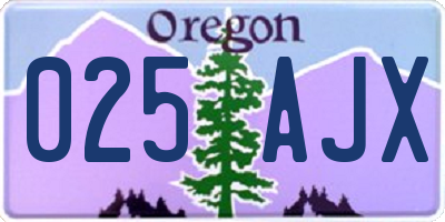 OR license plate 025AJX