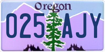 OR license plate 025AJY