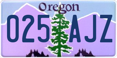 OR license plate 025AJZ