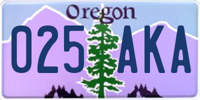OR license plate 025AKA