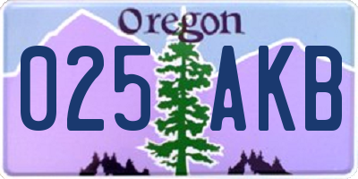 OR license plate 025AKB