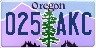 OR license plate 025AKC