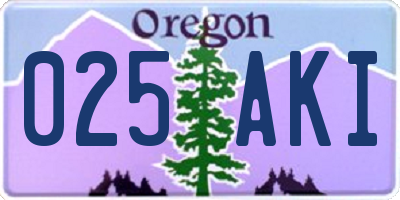 OR license plate 025AKI