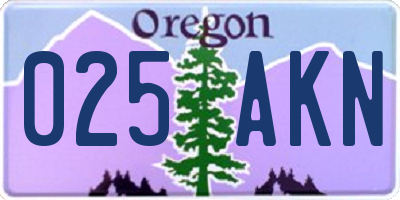 OR license plate 025AKN