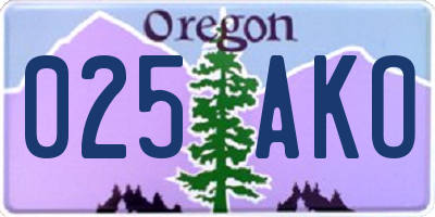 OR license plate 025AKO