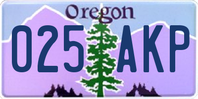 OR license plate 025AKP