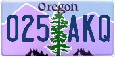 OR license plate 025AKQ