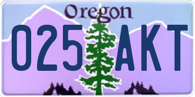 OR license plate 025AKT