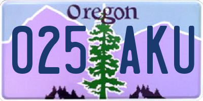 OR license plate 025AKU