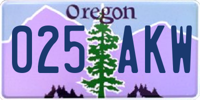 OR license plate 025AKW