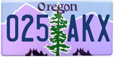 OR license plate 025AKX