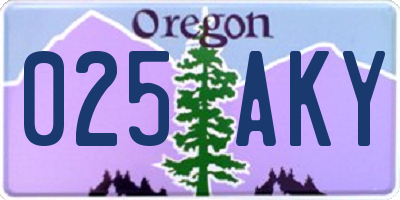 OR license plate 025AKY