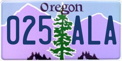 OR license plate 025ALA