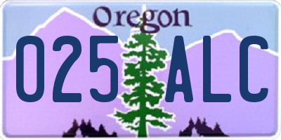 OR license plate 025ALC