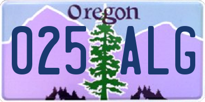 OR license plate 025ALG