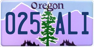 OR license plate 025ALI