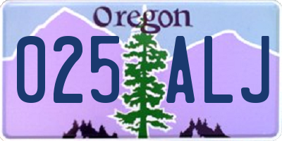 OR license plate 025ALJ