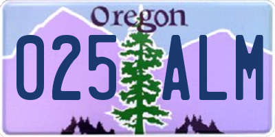 OR license plate 025ALM