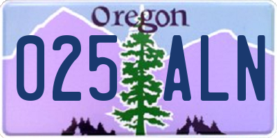 OR license plate 025ALN