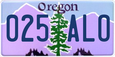 OR license plate 025ALO