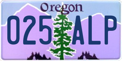 OR license plate 025ALP
