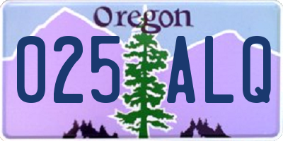 OR license plate 025ALQ