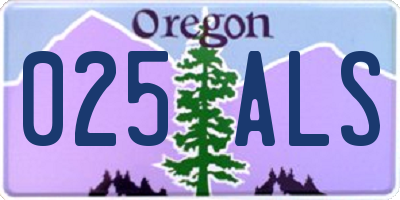 OR license plate 025ALS