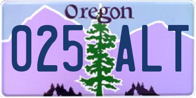 OR license plate 025ALT
