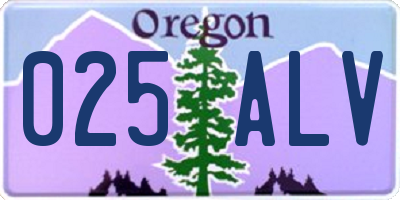OR license plate 025ALV