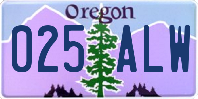 OR license plate 025ALW