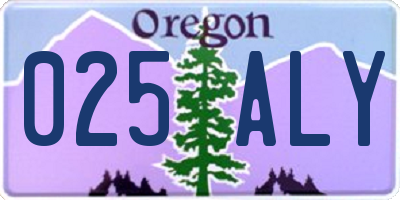OR license plate 025ALY