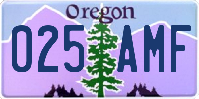OR license plate 025AMF