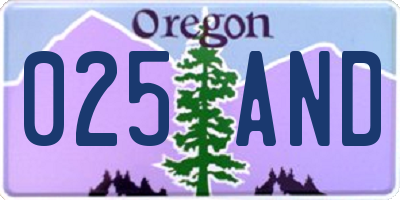 OR license plate 025AND