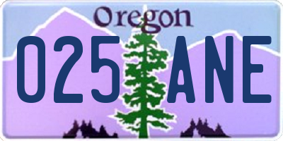 OR license plate 025ANE