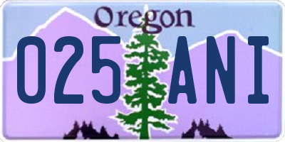OR license plate 025ANI