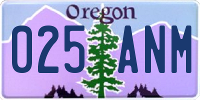 OR license plate 025ANM