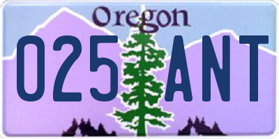 OR license plate 025ANT